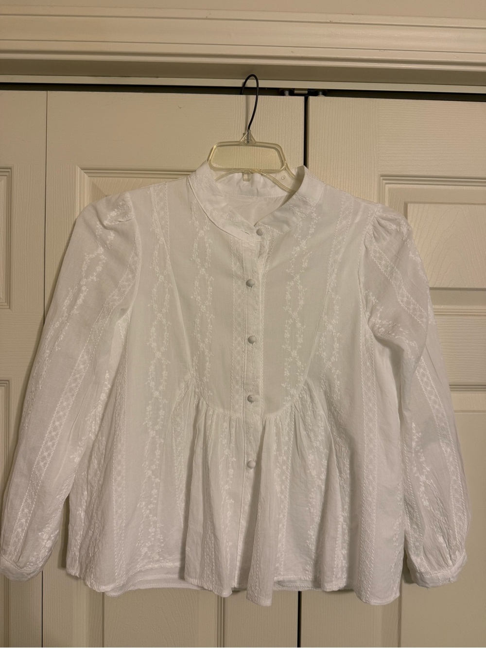 White Peplum Button-Front Blouse